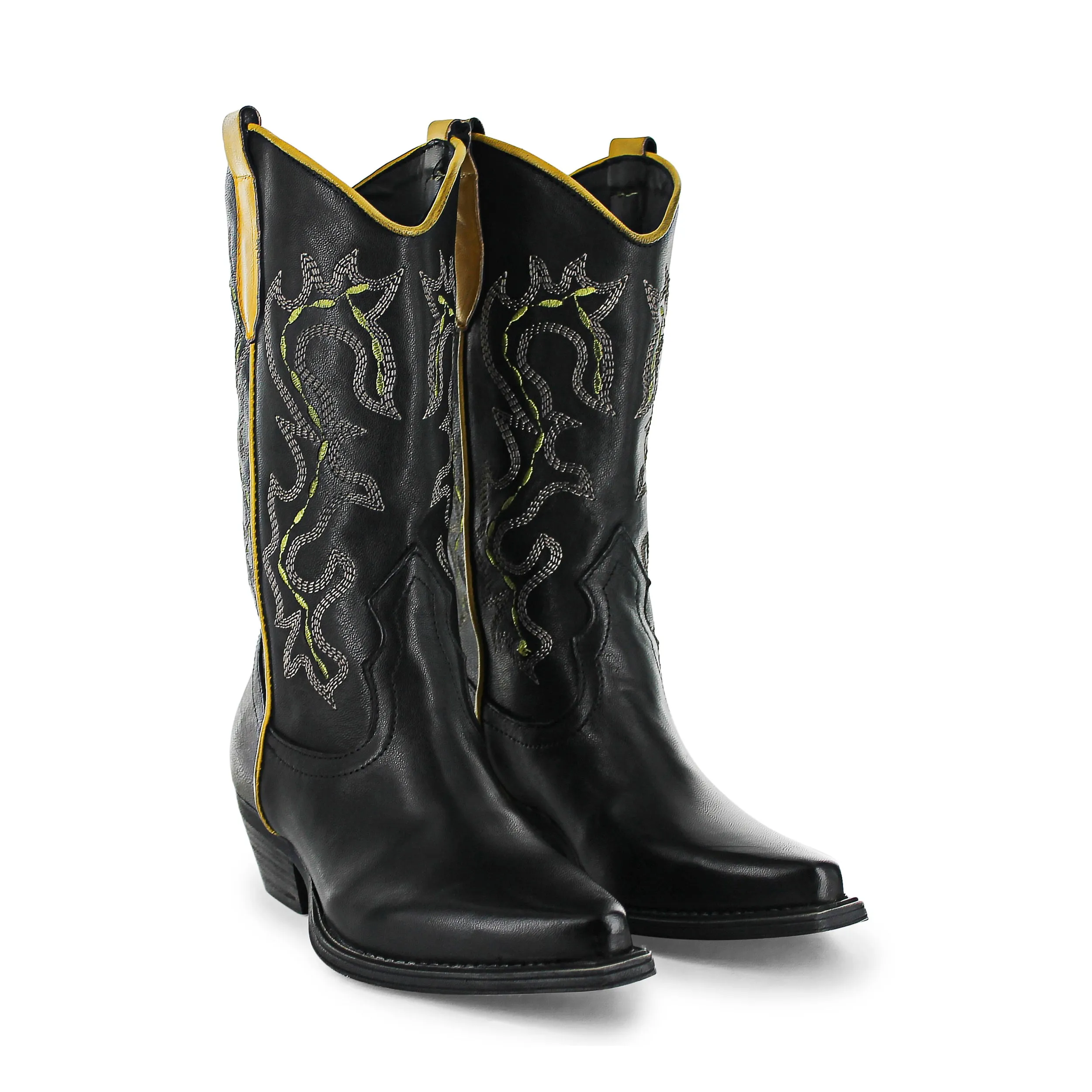 746 - Black/Yellow Leather Cowboy