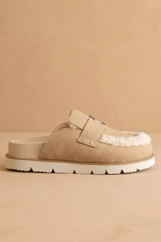 Avalon-Suede Shearling Loafer Mule