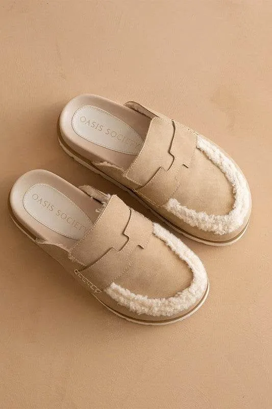 Avalon-Suede Shearling Loafer Mule