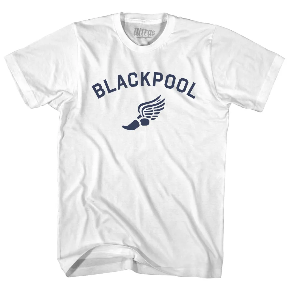 Blackpool Running Track Winged Foot-Womens Cotton Junior Cut T-Shirt