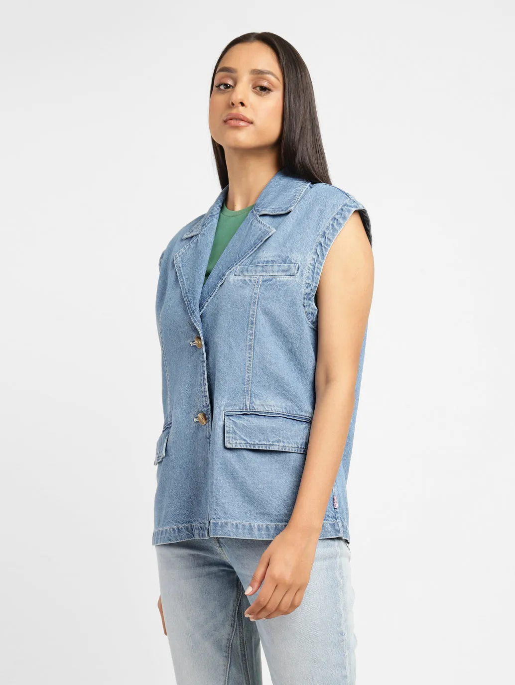 Levi's x Deepika Padukone Solid Notched Lapel Denim Jacket