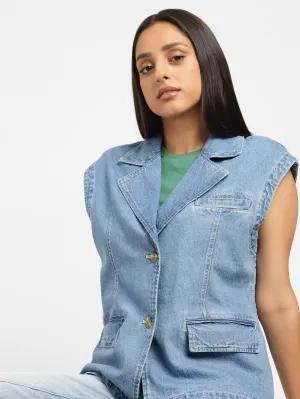 Levi's x Deepika Padukone Solid Notched Lapel Denim Jacket
