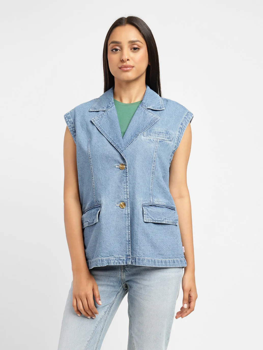 Levi's x Deepika Padukone Solid Notched Lapel Denim Jacket
