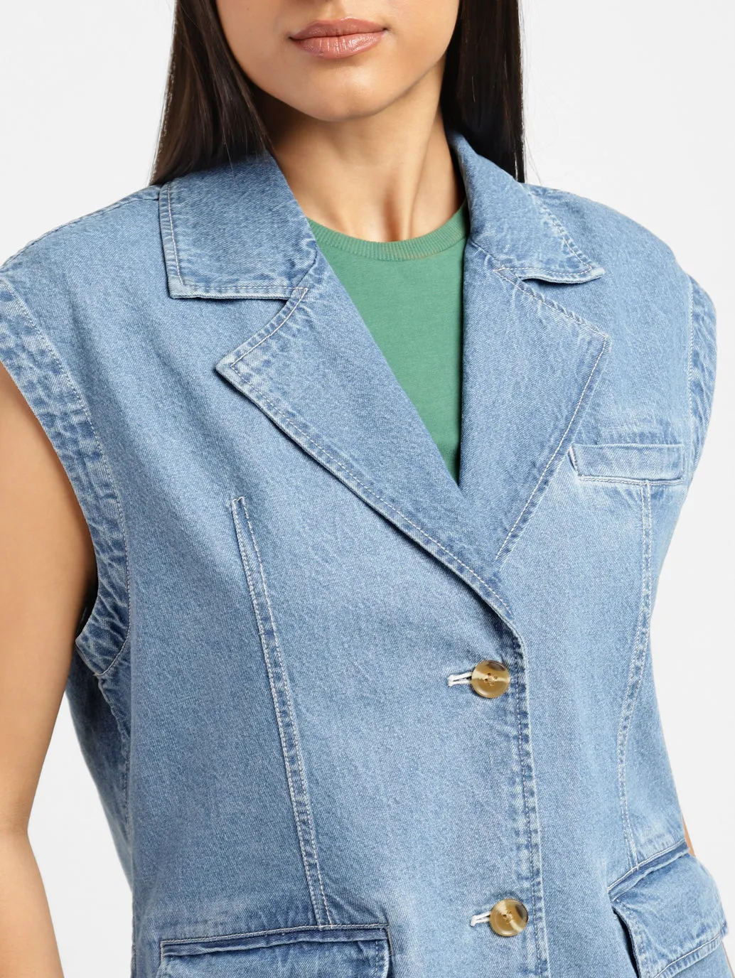 Levi's x Deepika Padukone Solid Notched Lapel Denim Jacket