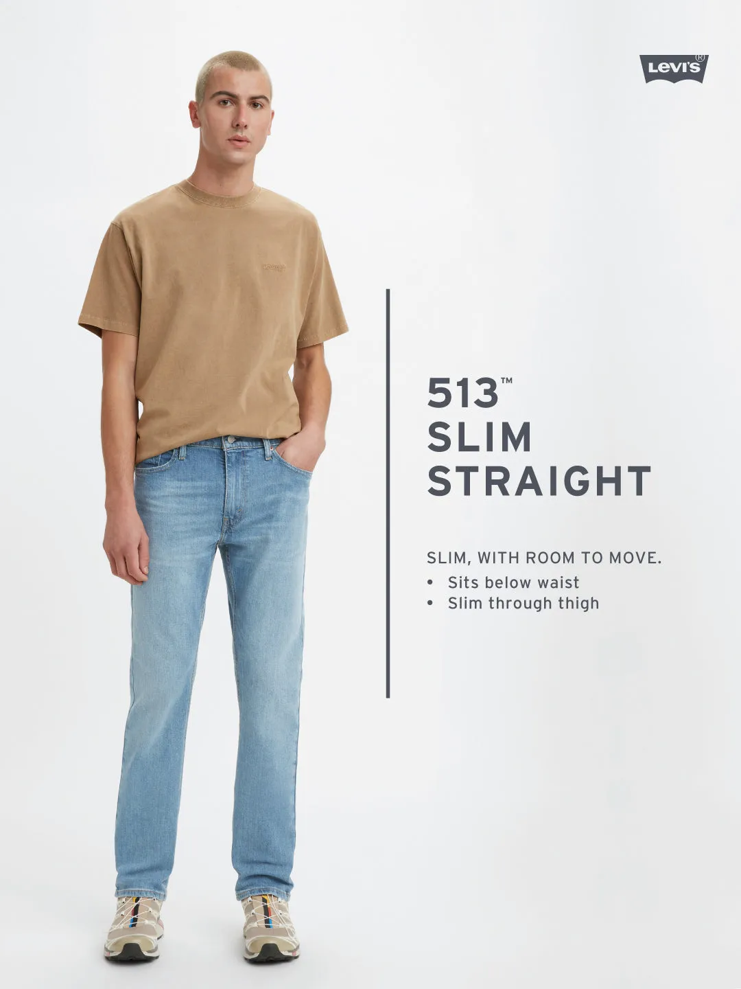 Men's 513 Blue Straight Fit Mid Rise Jeans
