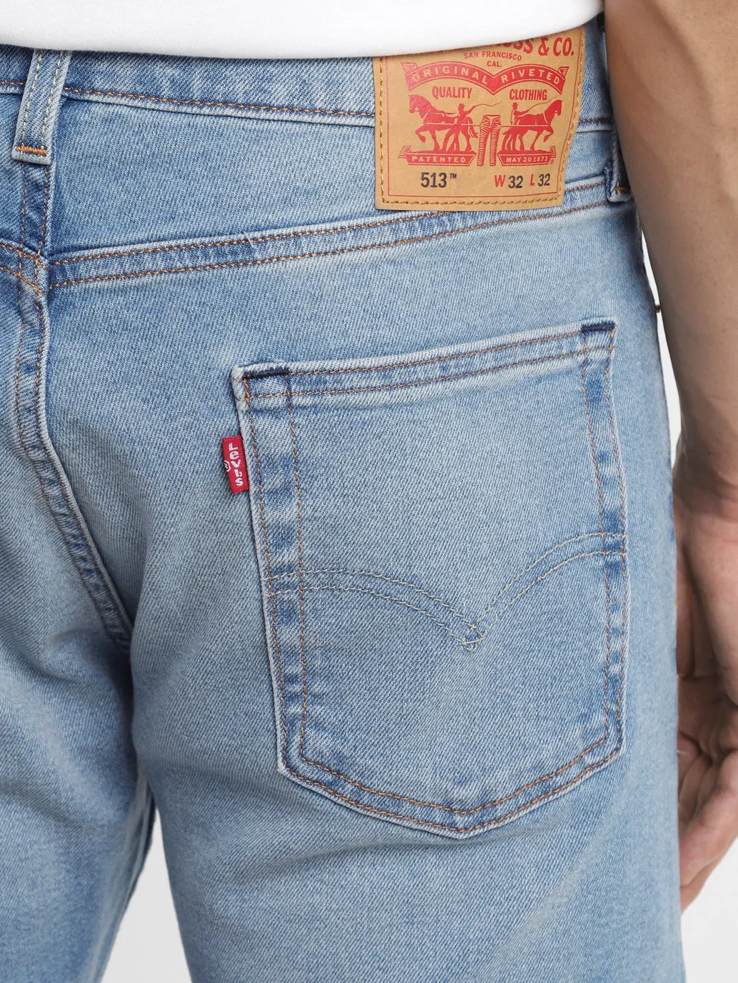 Men's 513 Blue Straight Fit Mid Rise Jeans