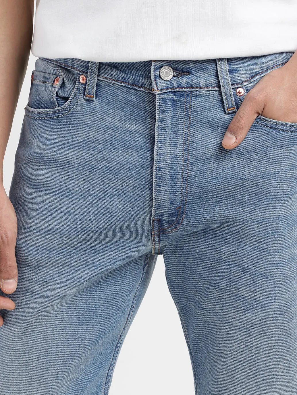 Men's 513 Blue Straight Fit Mid Rise Jeans