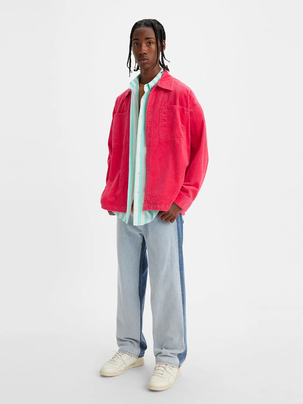 Men's Blue Baggy Fit Mid Rise Jeans