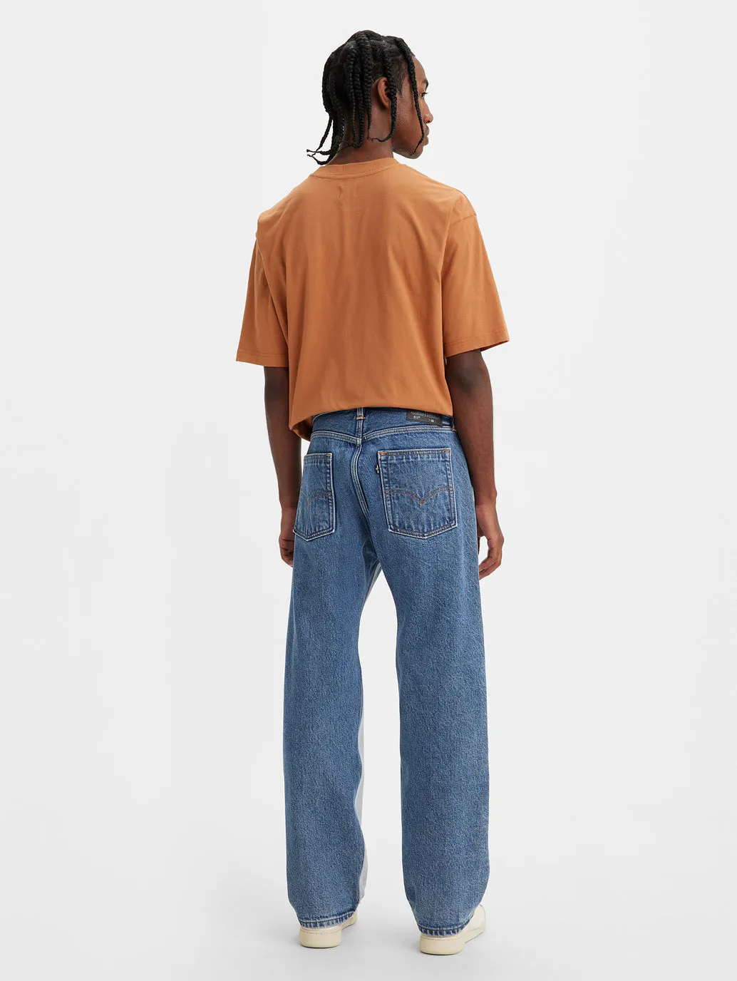 Men's Blue Baggy Fit Mid Rise Jeans