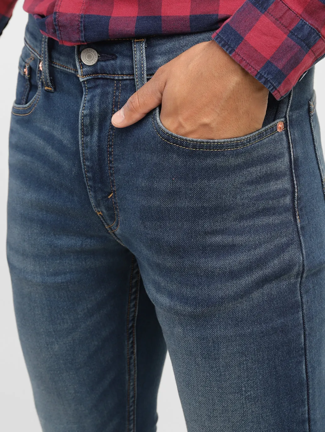 Men's Blue Skinny Fit Mid Rise Jeans