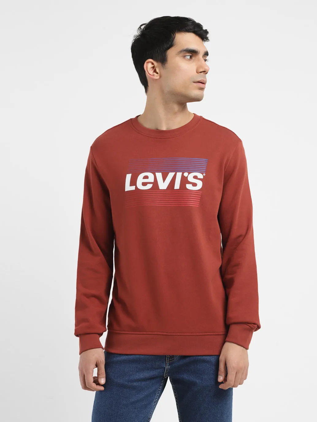 Men's Solid Brown Crew Neck Sweatshirt