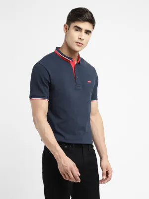 Men's Solid Polo Navy T-shirt