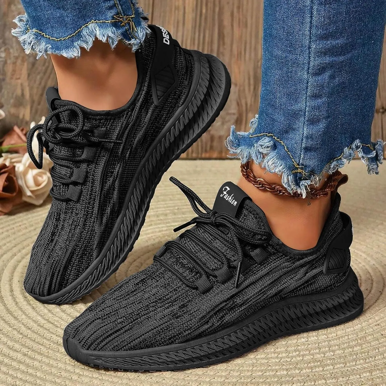 Mesh Slip On Black Non Slip Shoes for Women, Work Shoes & Restaurant Sneakers - Comfortable Gym Workout Work