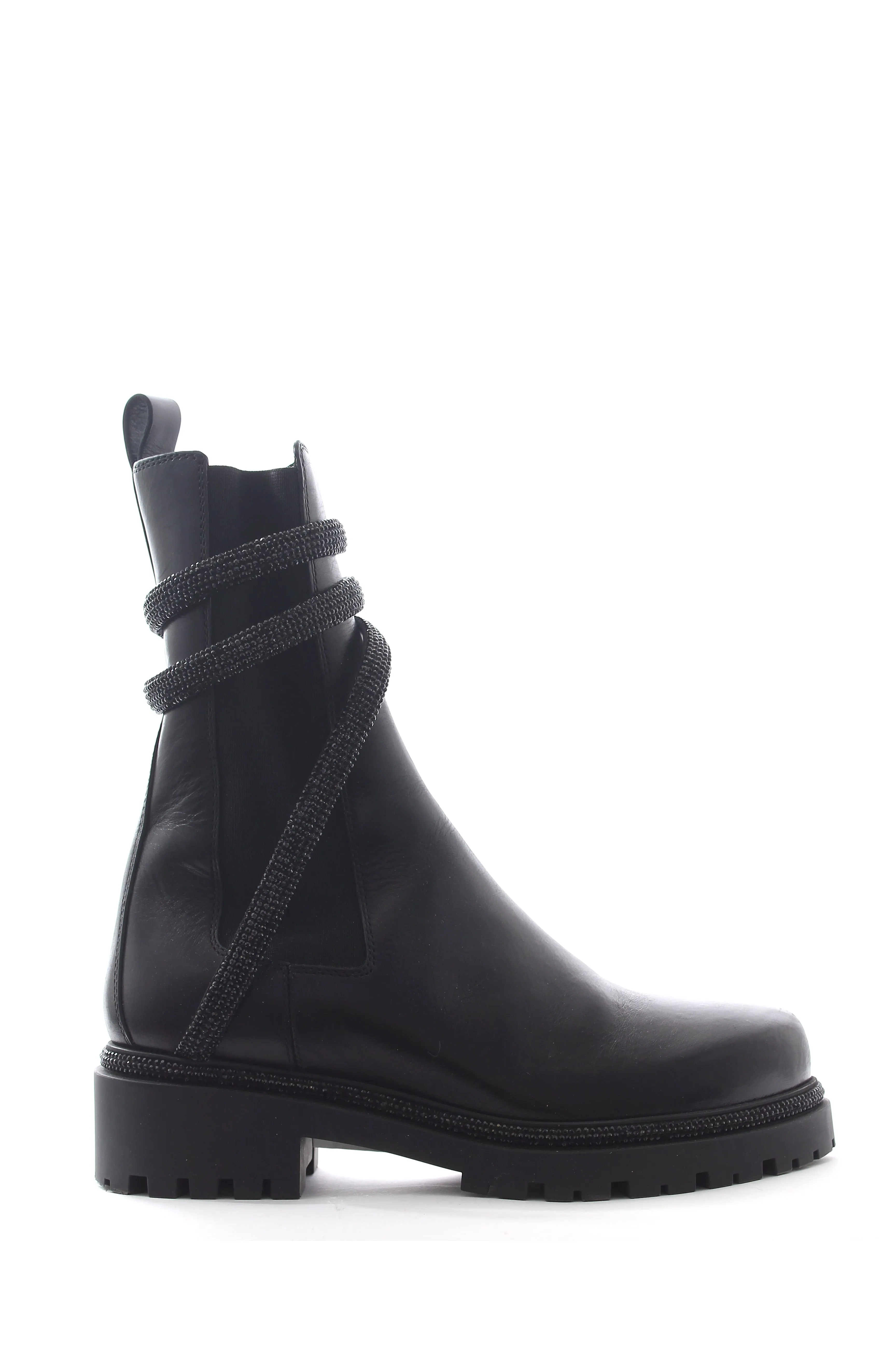Rene Caovilla Cleo Rhinestone-Embellished Leather Chelsea Boots