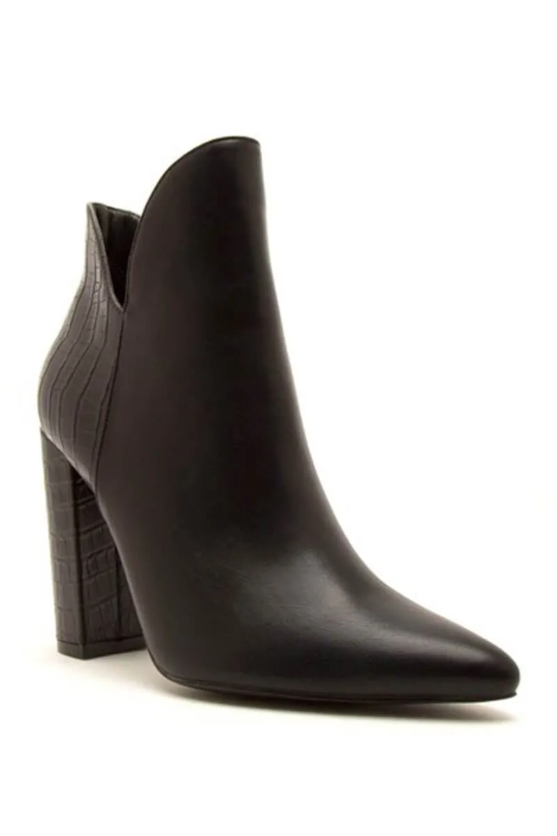 Two Tone Croc Skin Slim Ankle Boot