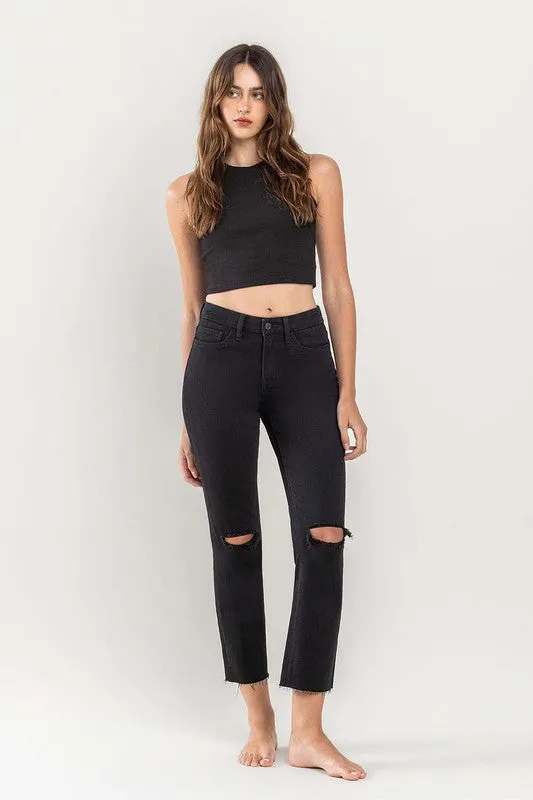 Vervet Distressed Crop Black Jeanne