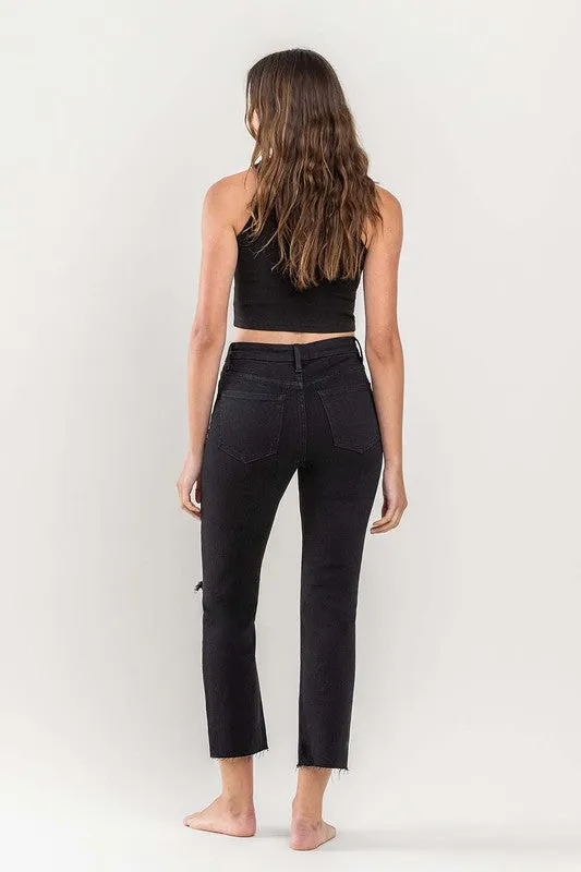Vervet Distressed Crop Black Jeanne