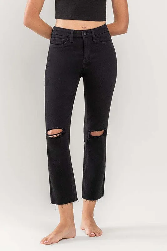 Vervet Distressed Crop Black Jeanne