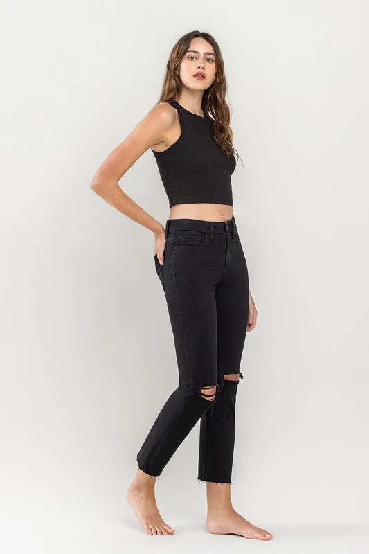 Vervet Distressed Crop Black Jeanne