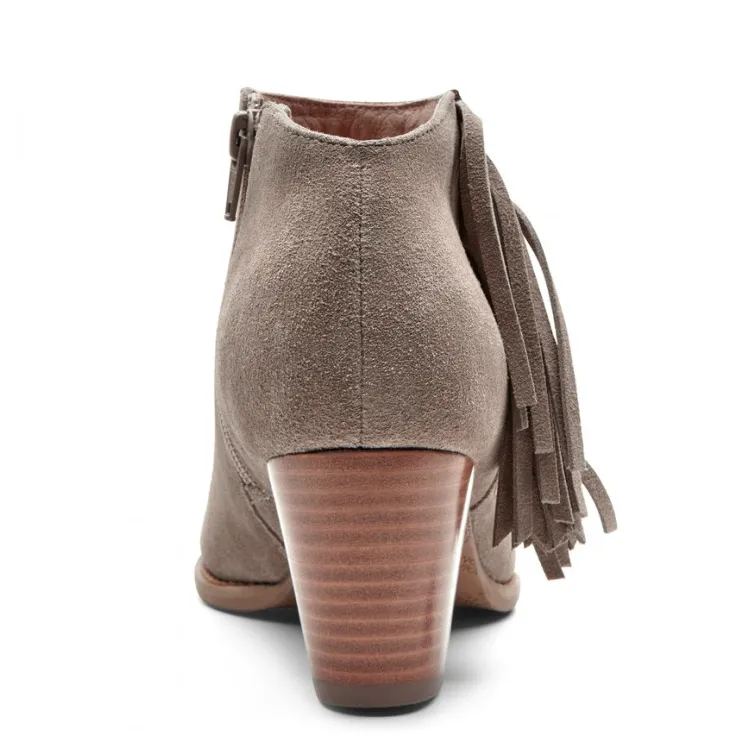 Vionic Women's Faros Fringed Bootie - Greige 322FAROS