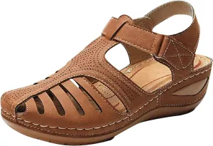 Womens Sandals Wedge Shoes Comfortable Ankle Strap Closed Toe Summer Beach Platform Sandals Casual Bohemia Outdoor Wedges